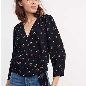 Madewell Wrap Blouse in flower print size XXS
